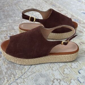 Tuckernuck Nora lozza Suede Wedge Sandals Size 39